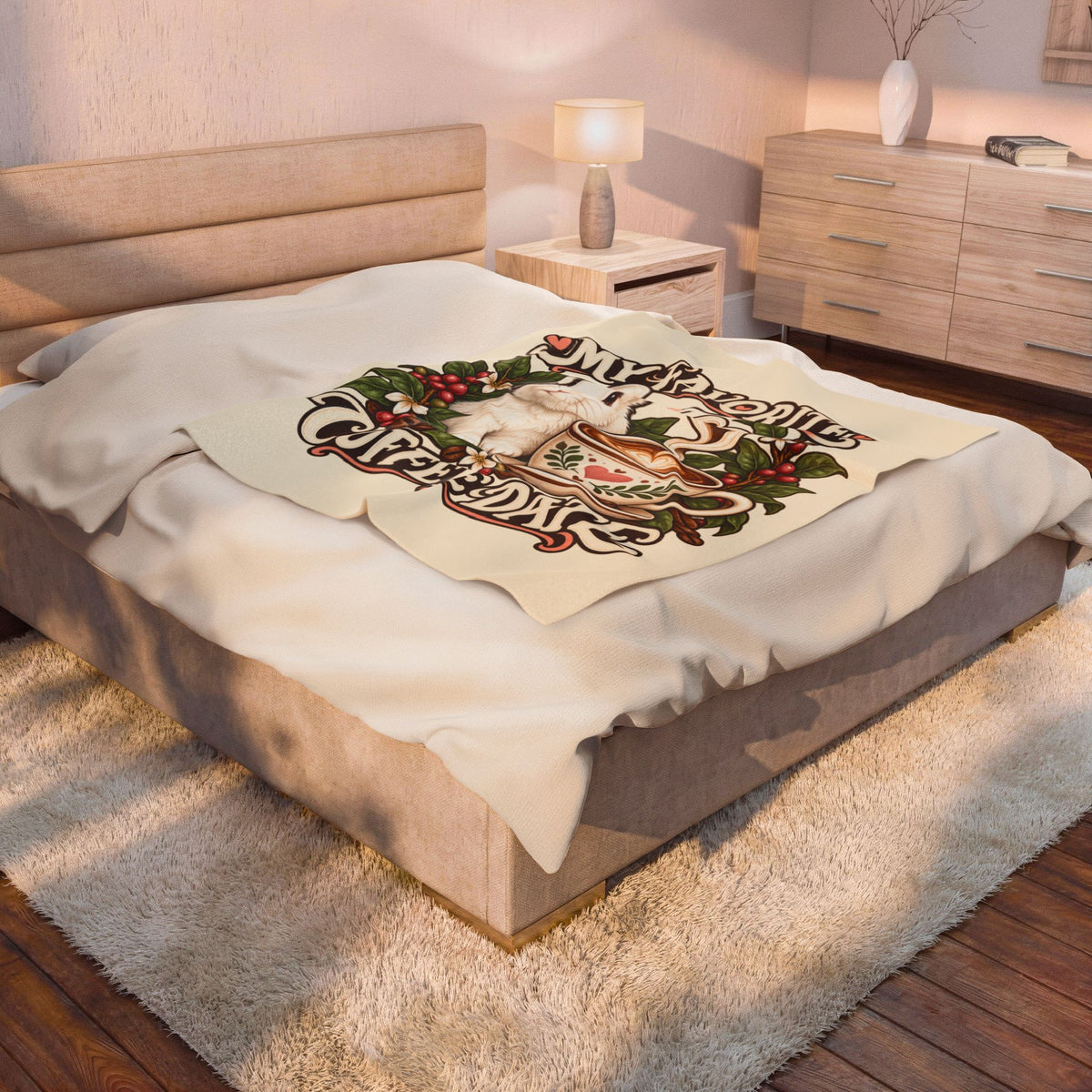 Coffee Companion — Custom Pet Portrait Plush Blanket