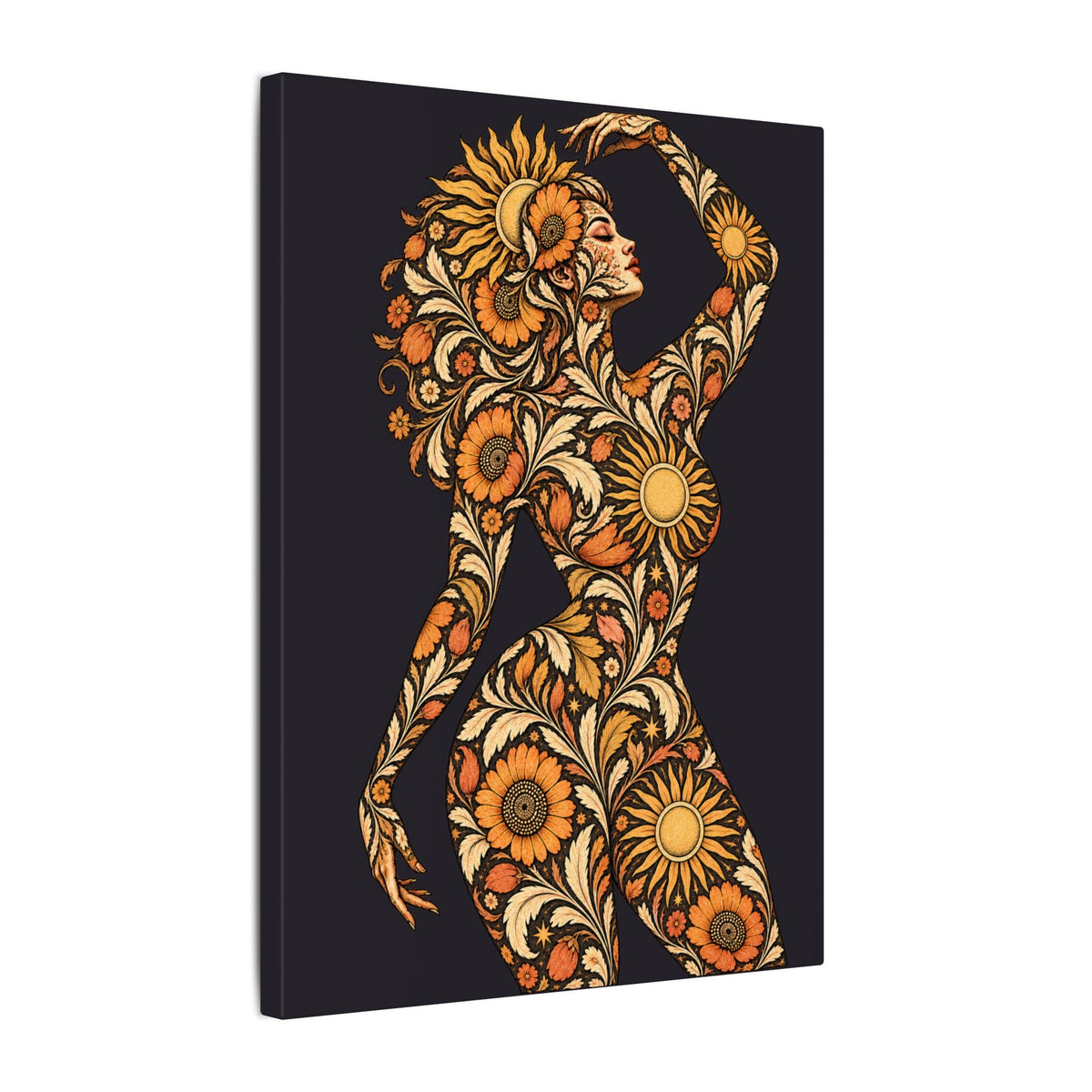Solar Scroll Reverie — Matte Stretched Canvas