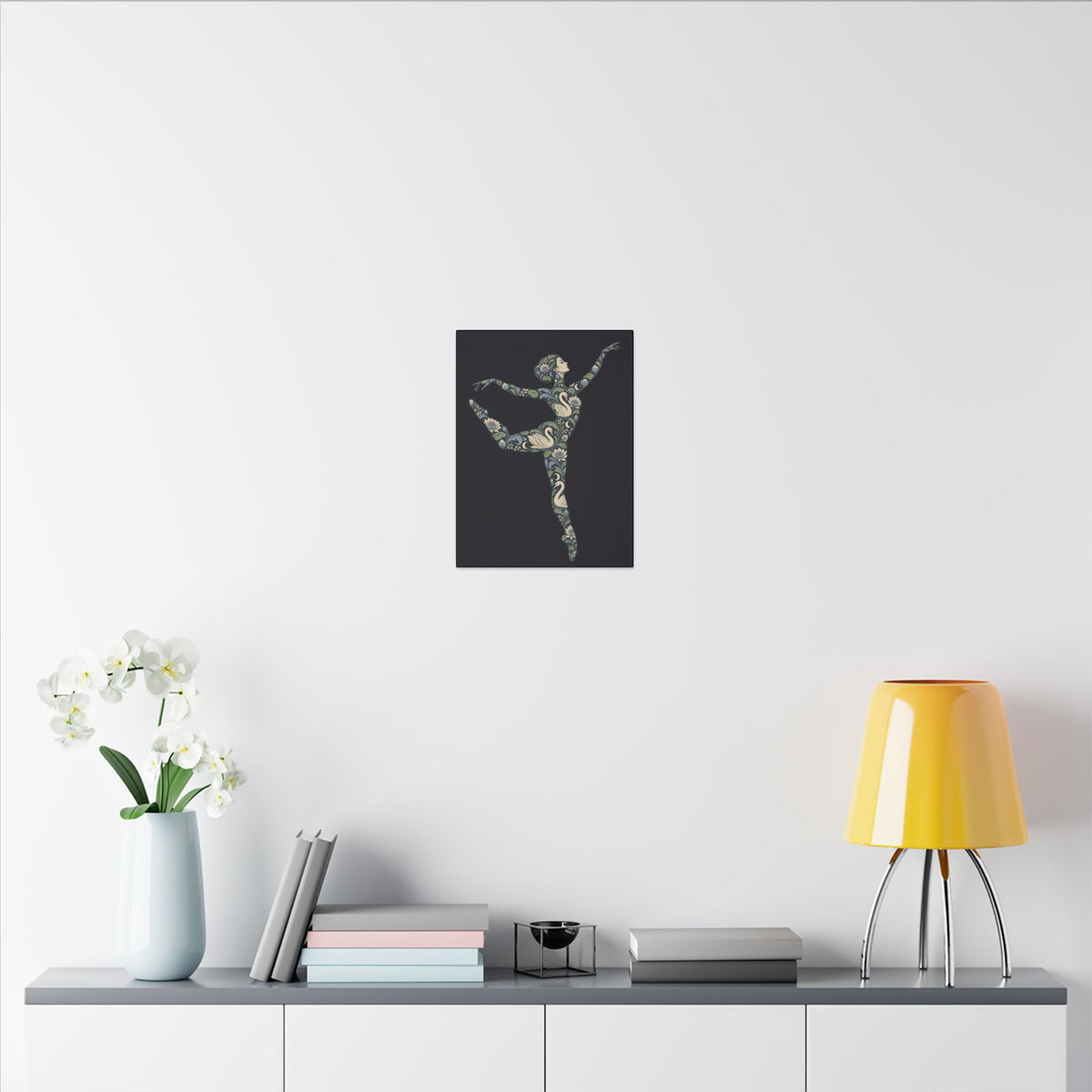 Moonlit Swan Muse — Matte Stretched Canvas