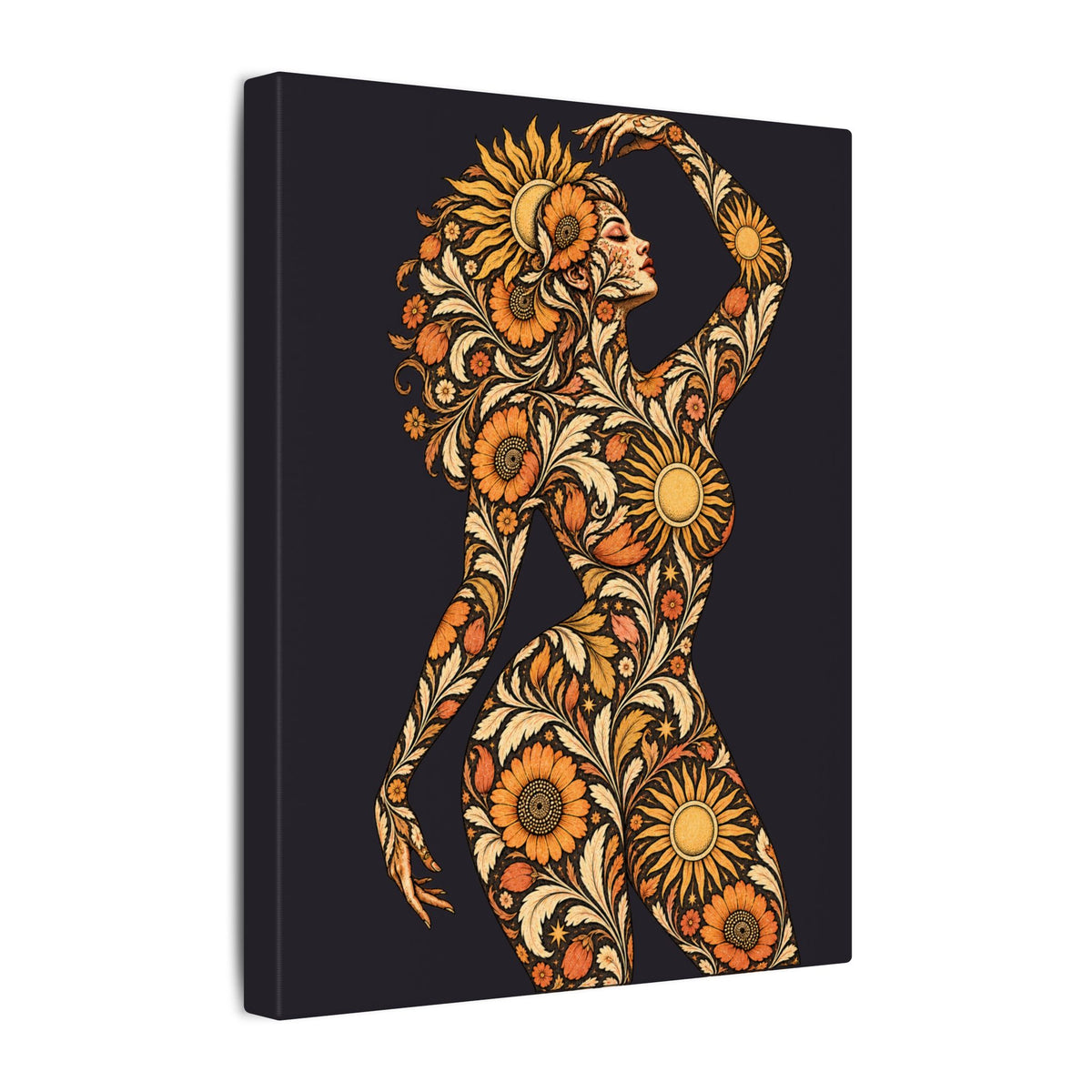 Solar Scroll Reverie — Matte Stretched Canvas