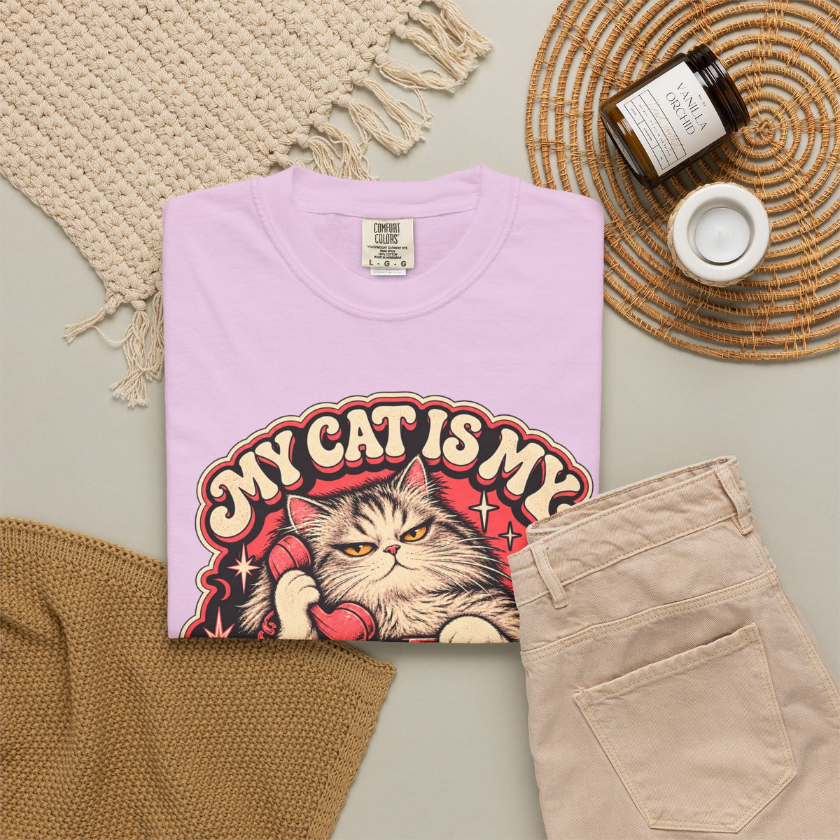 My Cat Is My Emergency Contact — Garment-Dyed Tee
