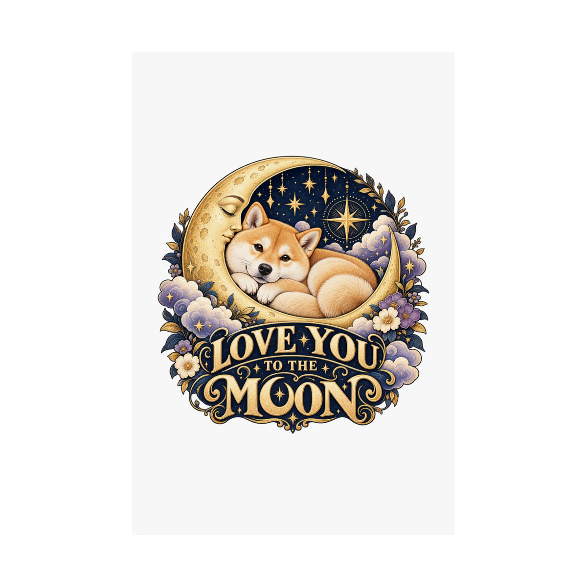 Love You to the Moon — Custom Pet Portrait Matte Art Print