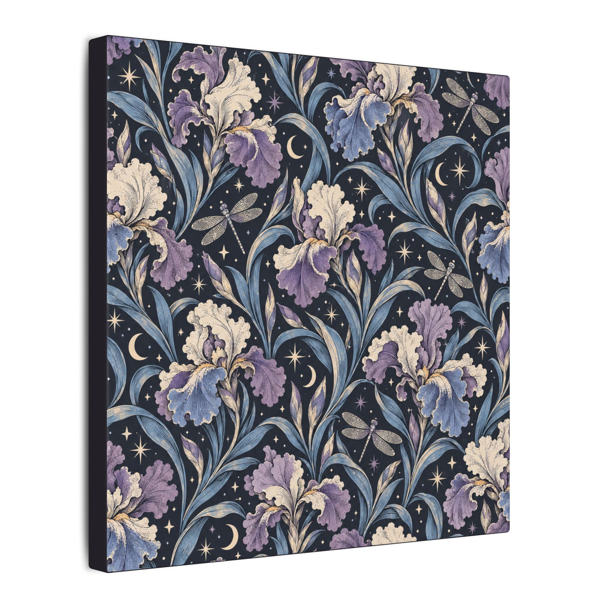 Iris Nocturne Pattern — Matte Stretched Canvas