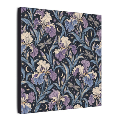 Iris Nocturne Pattern — Matte Stretched Canvas