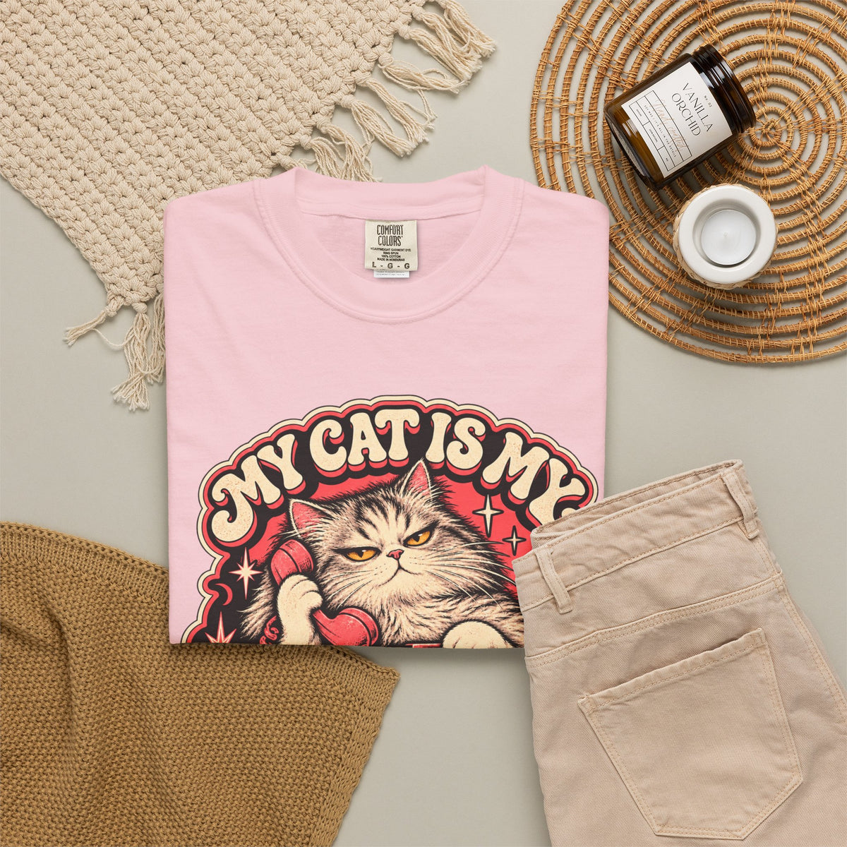 My Cat Is My Emergency Contact — Garment-Dyed Tee