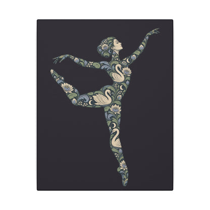 Moonlit Swan Muse — Matte Stretched Canvas