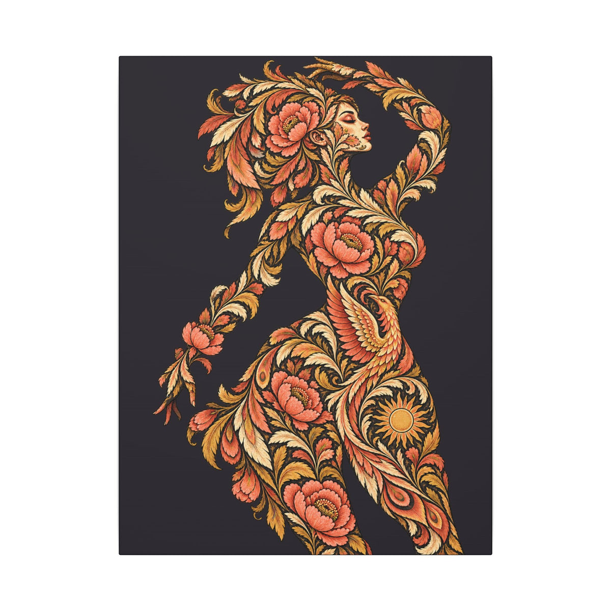 Phoenix Petals Reverie — Matte Stretched Canvas