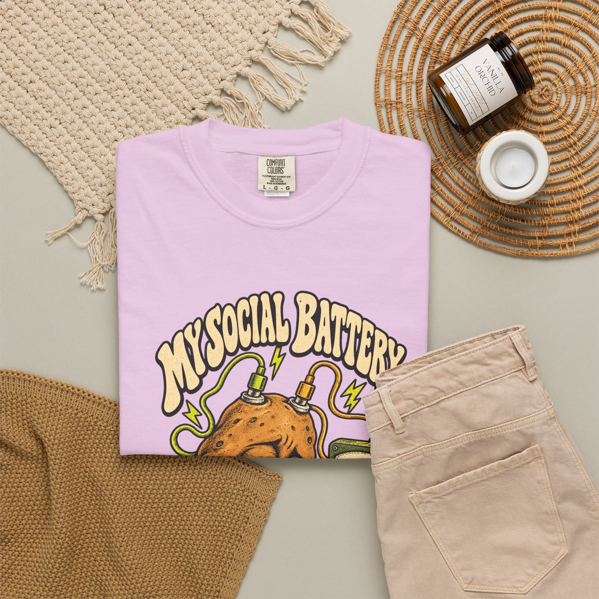 My Social Battery Is a Potato — Garment-Dyed Tee