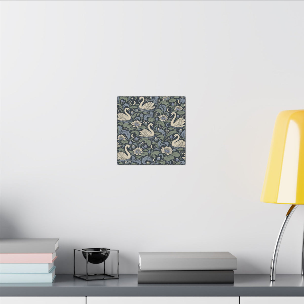 Moonlit Swan Pattern — Matte Stretched Canvas