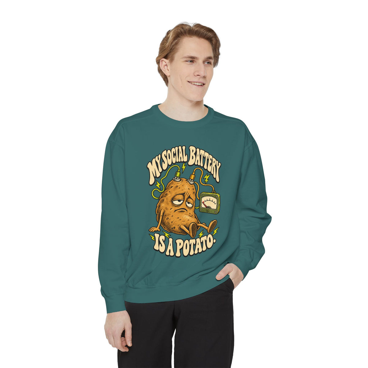 My Social Battery Is a Potato — Garment-Dyed Crewneck