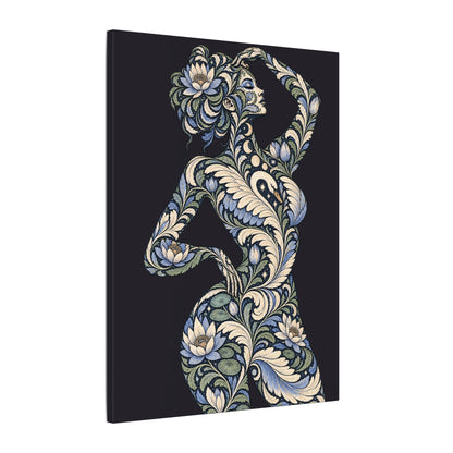 Moonlit Swan Reverie — Matte Stretched Canvas