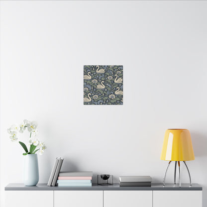 Moonlit Swan Pattern — Matte Stretched Canvas