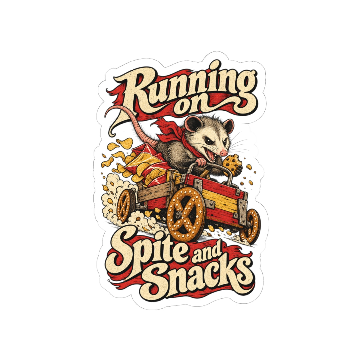 Running on Spite and Snacks — Kiss-Cut Sticker