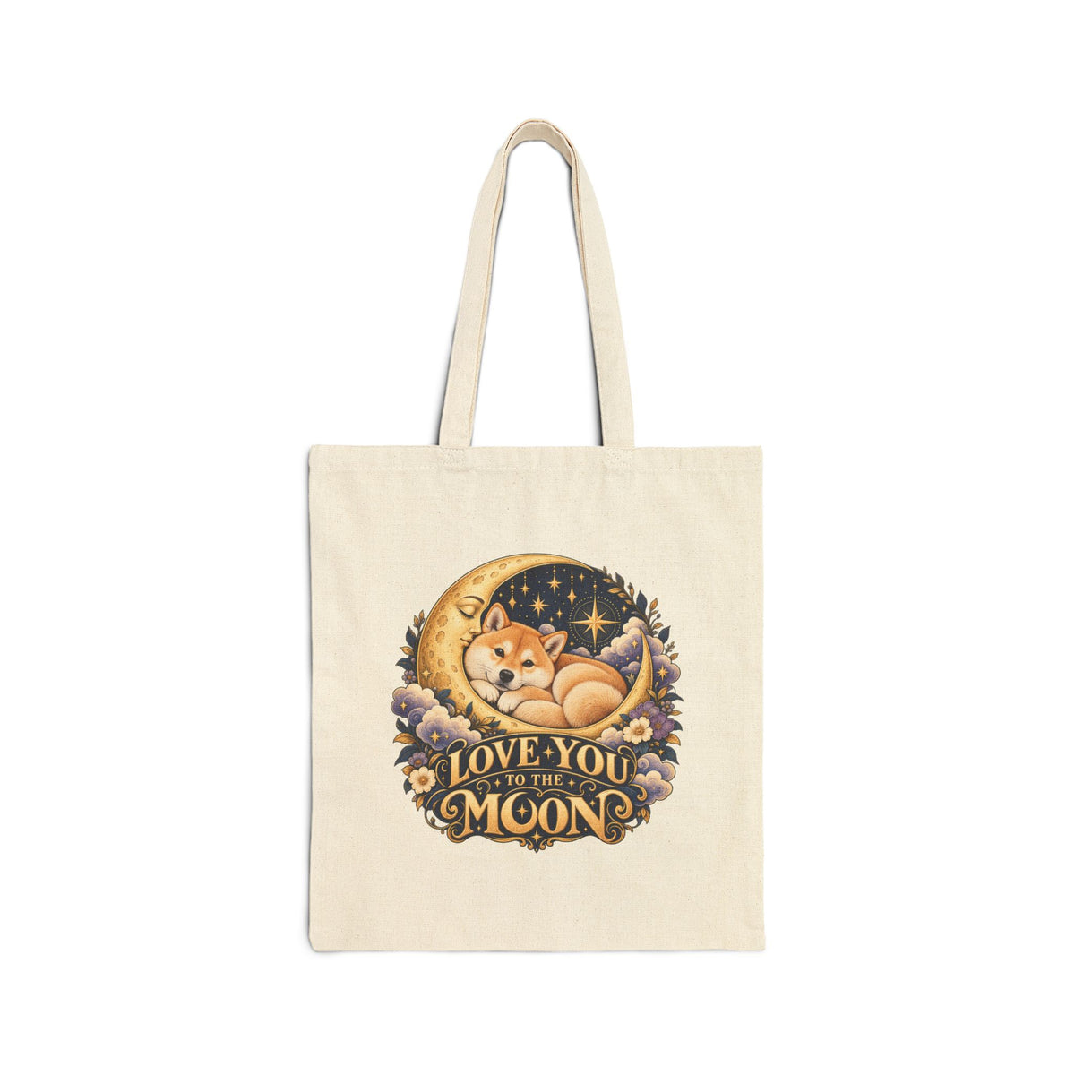 Love You to the Moon — Custom Pet Portrait Canvas Tote