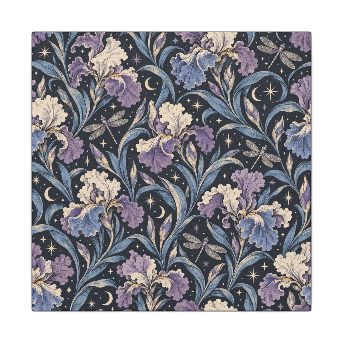 Iris Nocturne Pattern — Matte Stretched Canvas