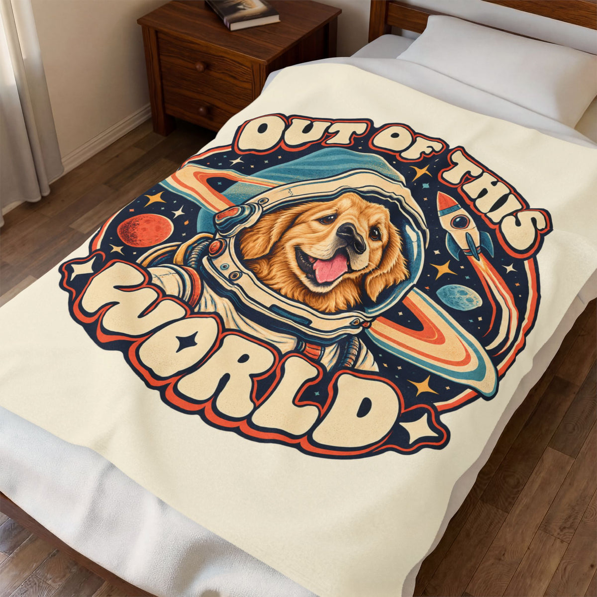 Space Cadet — Custom Pet Portrait Plush Blanket