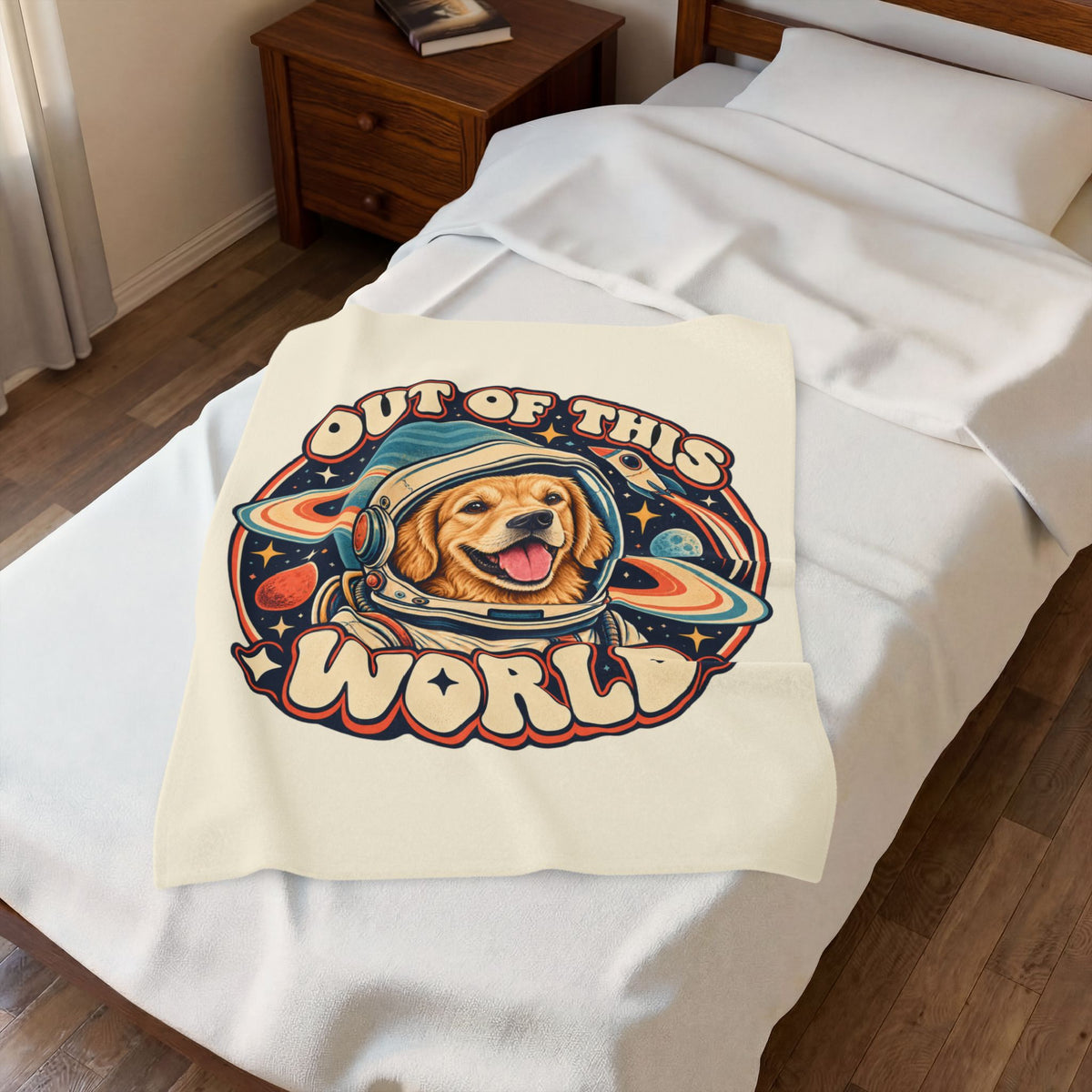 Space Cadet — Custom Pet Portrait Plush Blanket