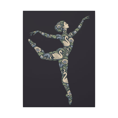 Moonlit Swan Muse — Matte Stretched Canvas