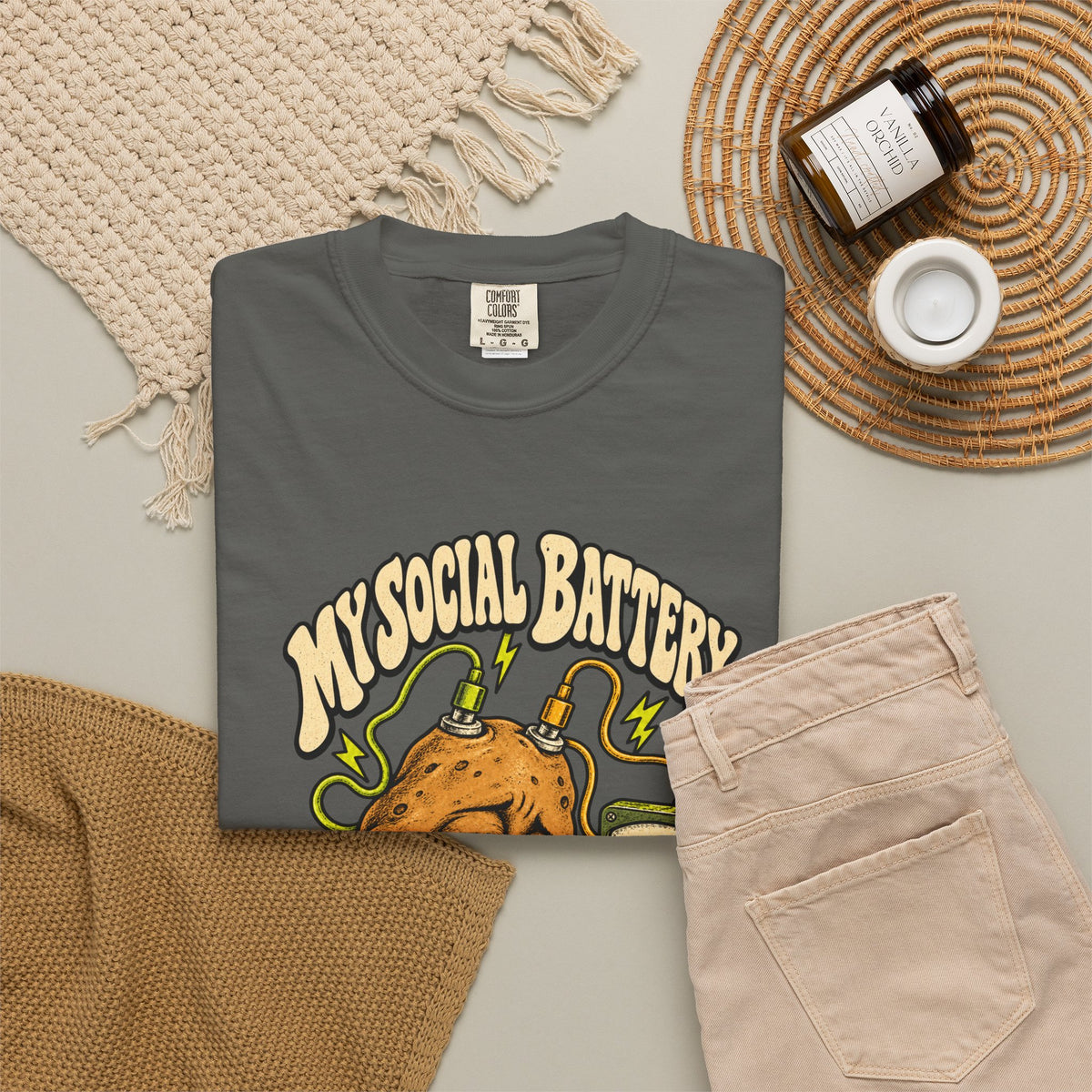 My Social Battery Is a Potato — Garment-Dyed Tee