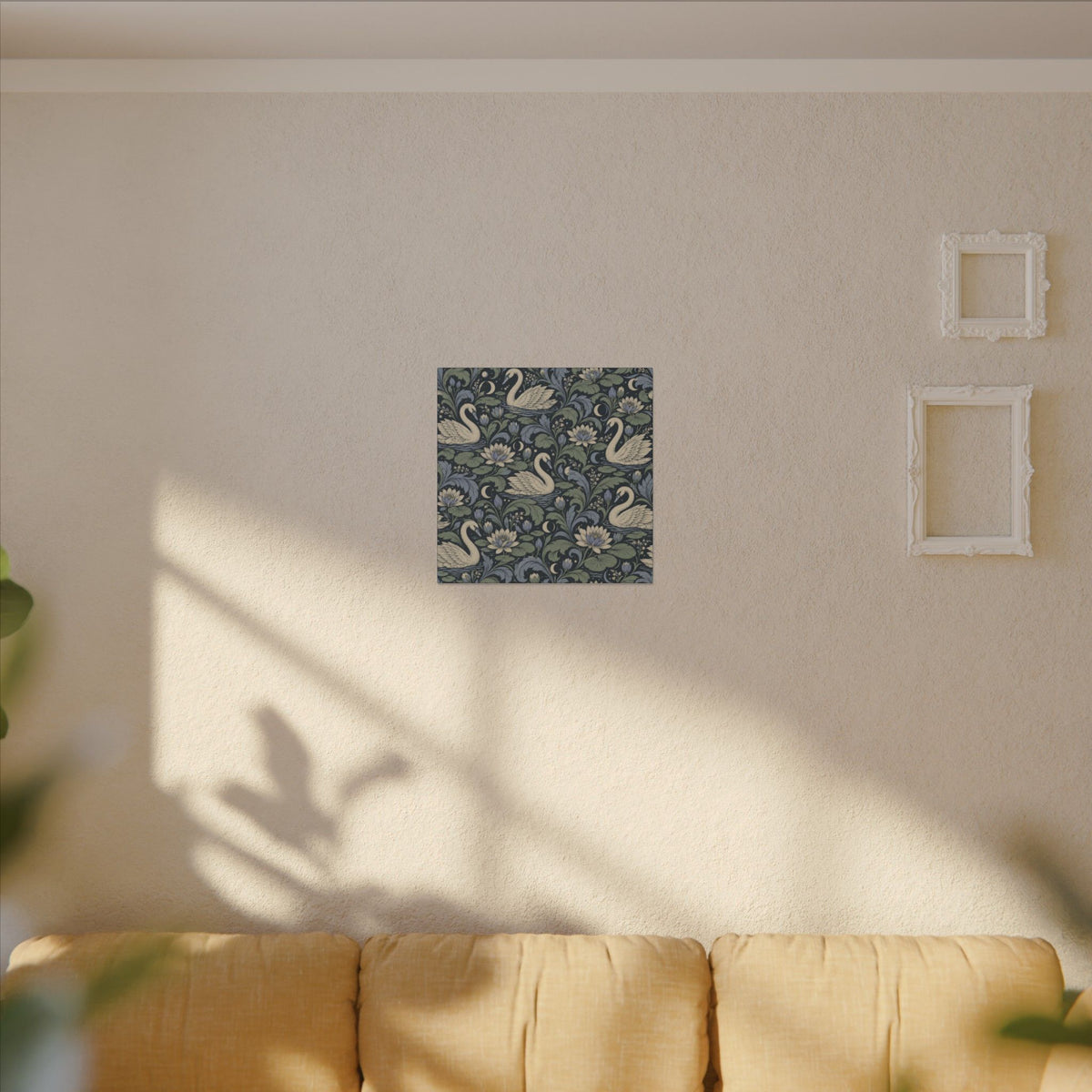 Moonlit Swan Pattern — Matte Stretched Canvas