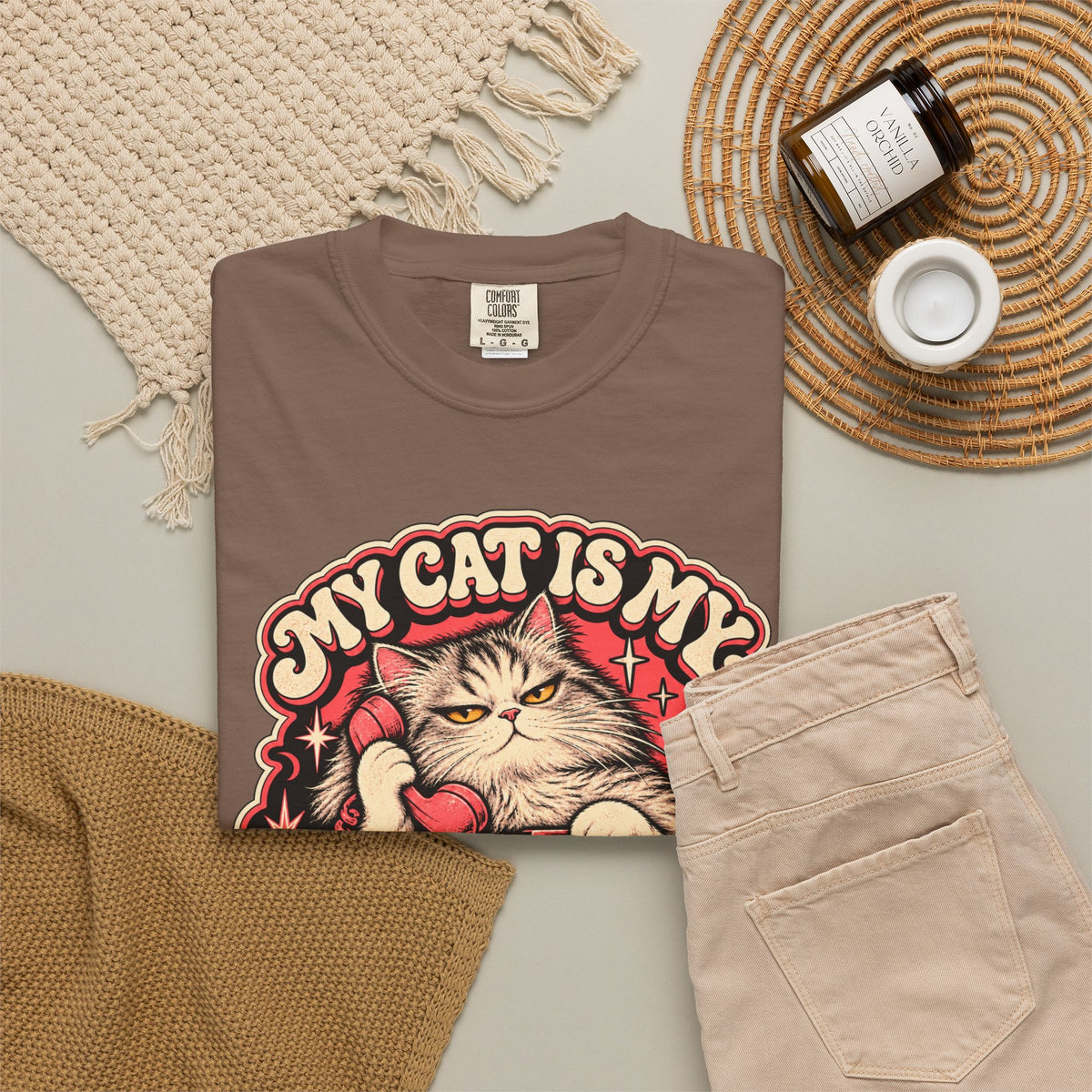 My Cat Is My Emergency Contact — Garment-Dyed Tee