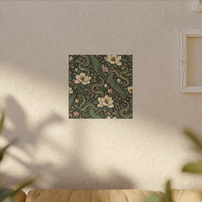 Serpent Magnolia Pattern — Matte Stretched Canvas