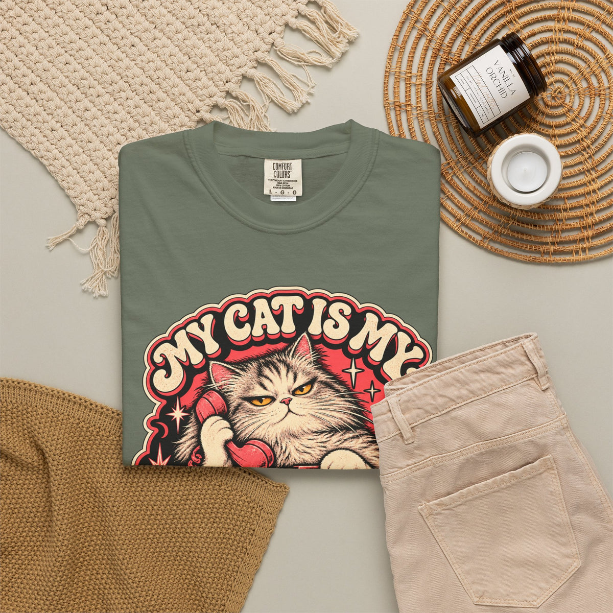 My Cat Is My Emergency Contact — Garment-Dyed Tee