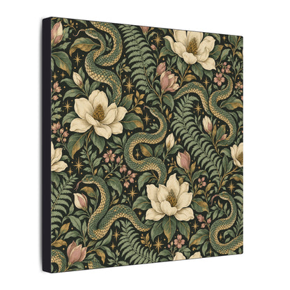 Serpent Magnolia Pattern — Matte Stretched Canvas