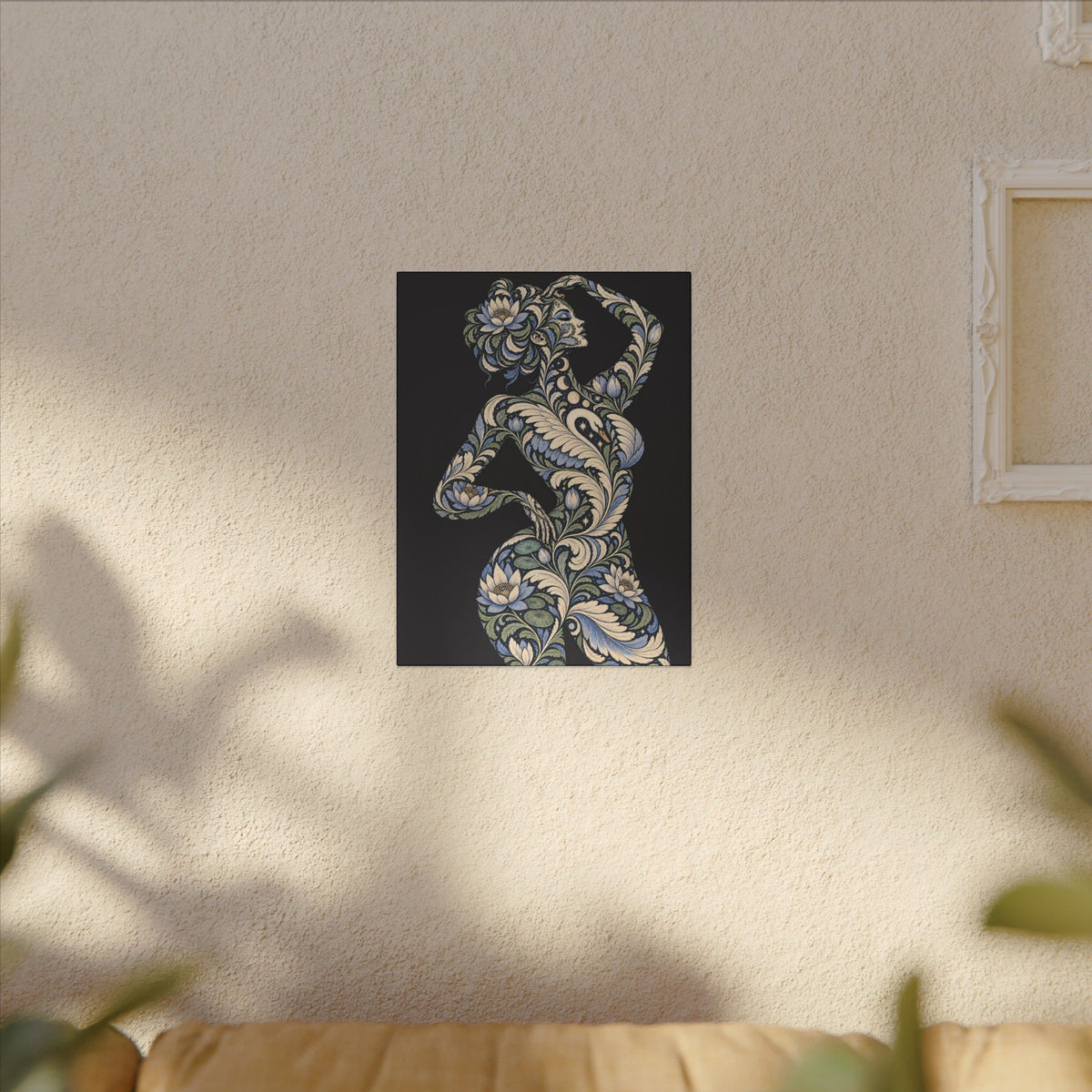 Moonlit Swan Reverie — Matte Stretched Canvas