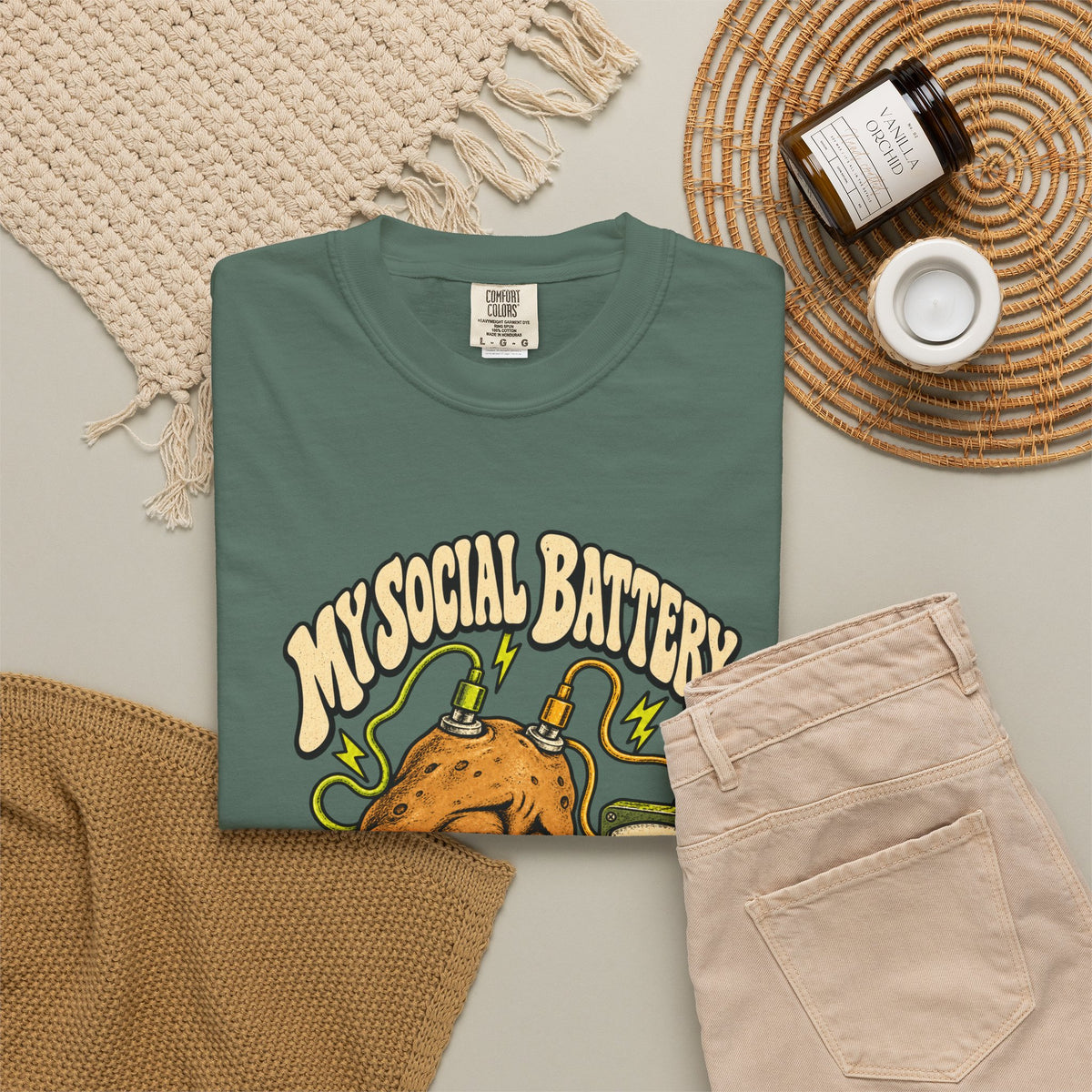 My Social Battery Is a Potato — Garment-Dyed Tee