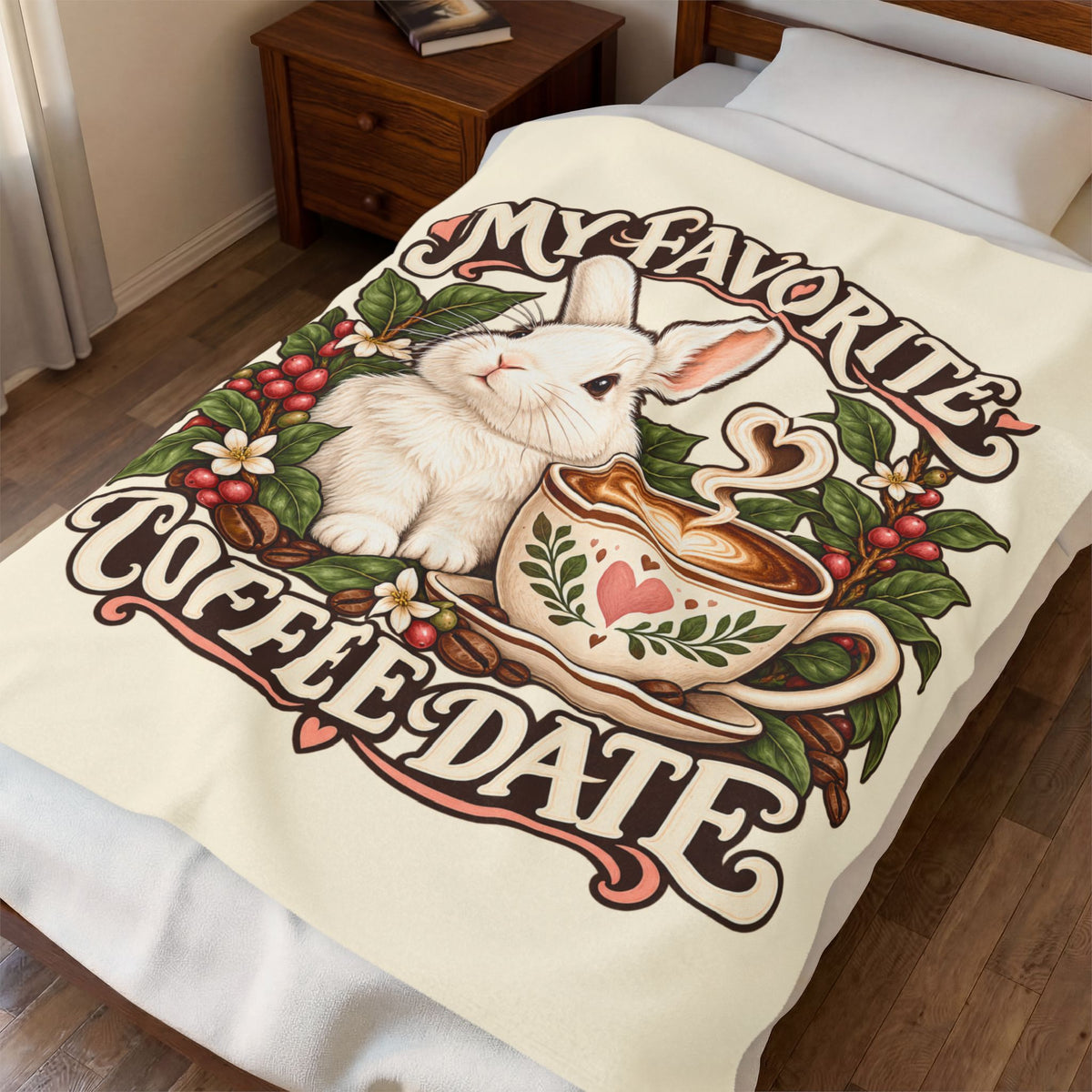 Coffee Companion — Custom Pet Portrait Plush Blanket