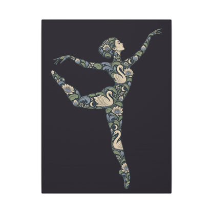Moonlit Swan Muse — Matte Stretched Canvas