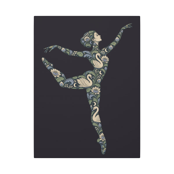 Moonlit Swan Muse — Matte Stretched Canvas