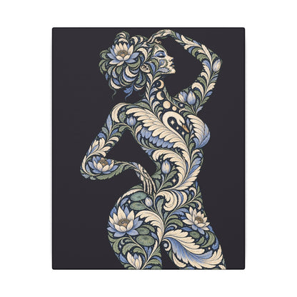 Moonlit Swan Reverie — Matte Stretched Canvas