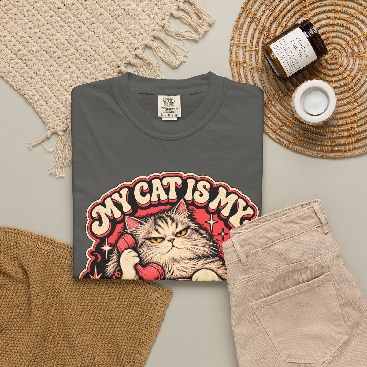 My Cat Is My Emergency Contact — Garment-Dyed Tee