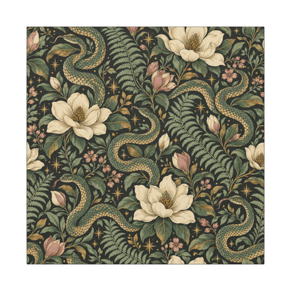 Serpent Magnolia Pattern — Matte Stretched Canvas