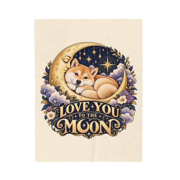 Love You to the Moon — Custom Pet Portrait Plush Blanket