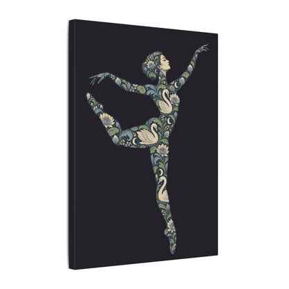 Moonlit Swan Muse — Matte Stretched Canvas