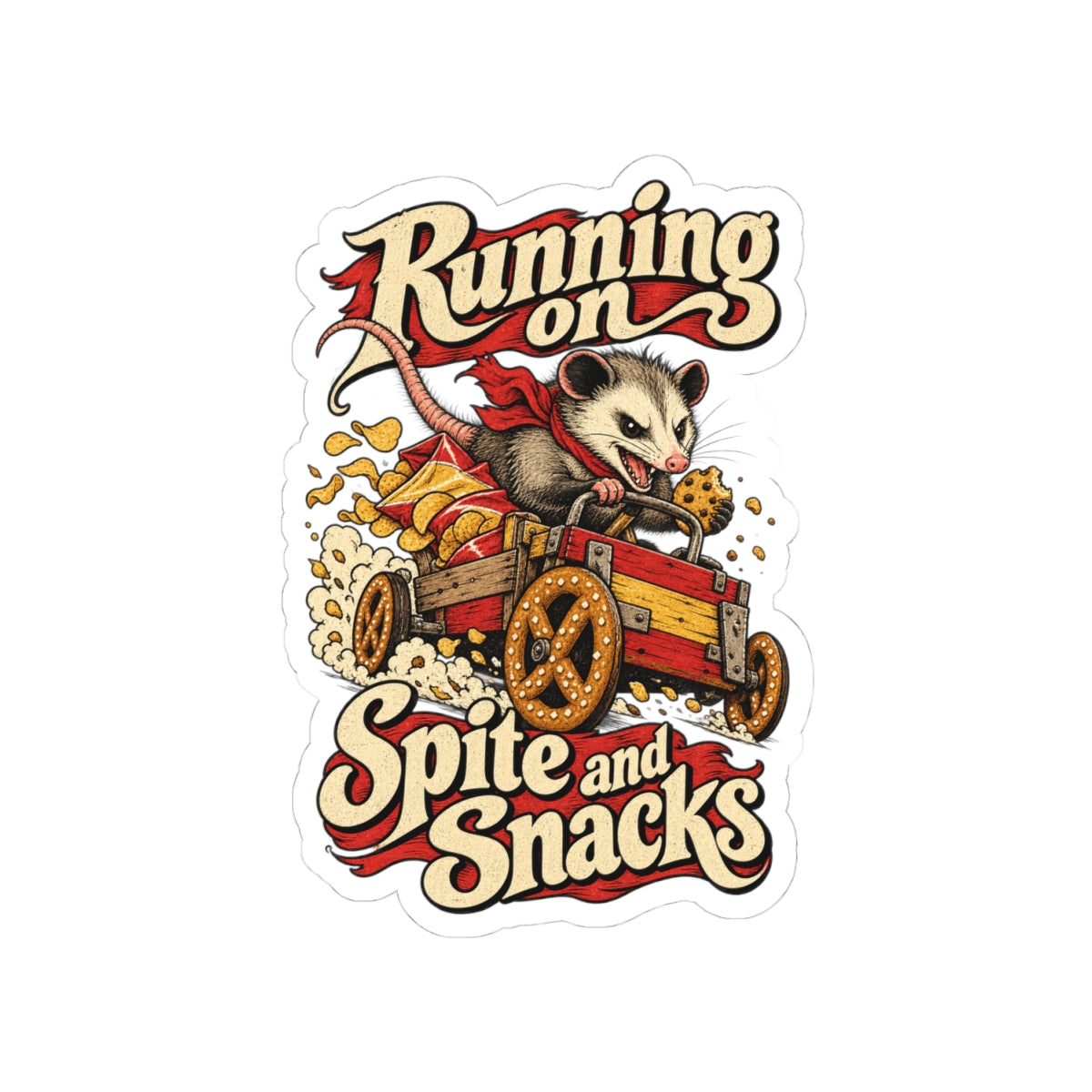 Running on Spite and Snacks — Kiss-Cut Sticker