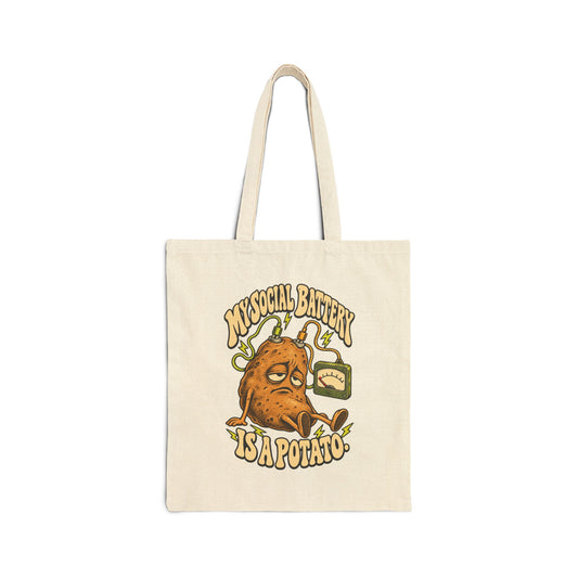 My Social Battery Is a Potato — Canvas Tote