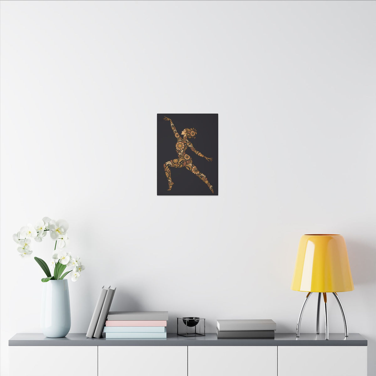 Solar Scroll Muse — Matte Stretched Canvas