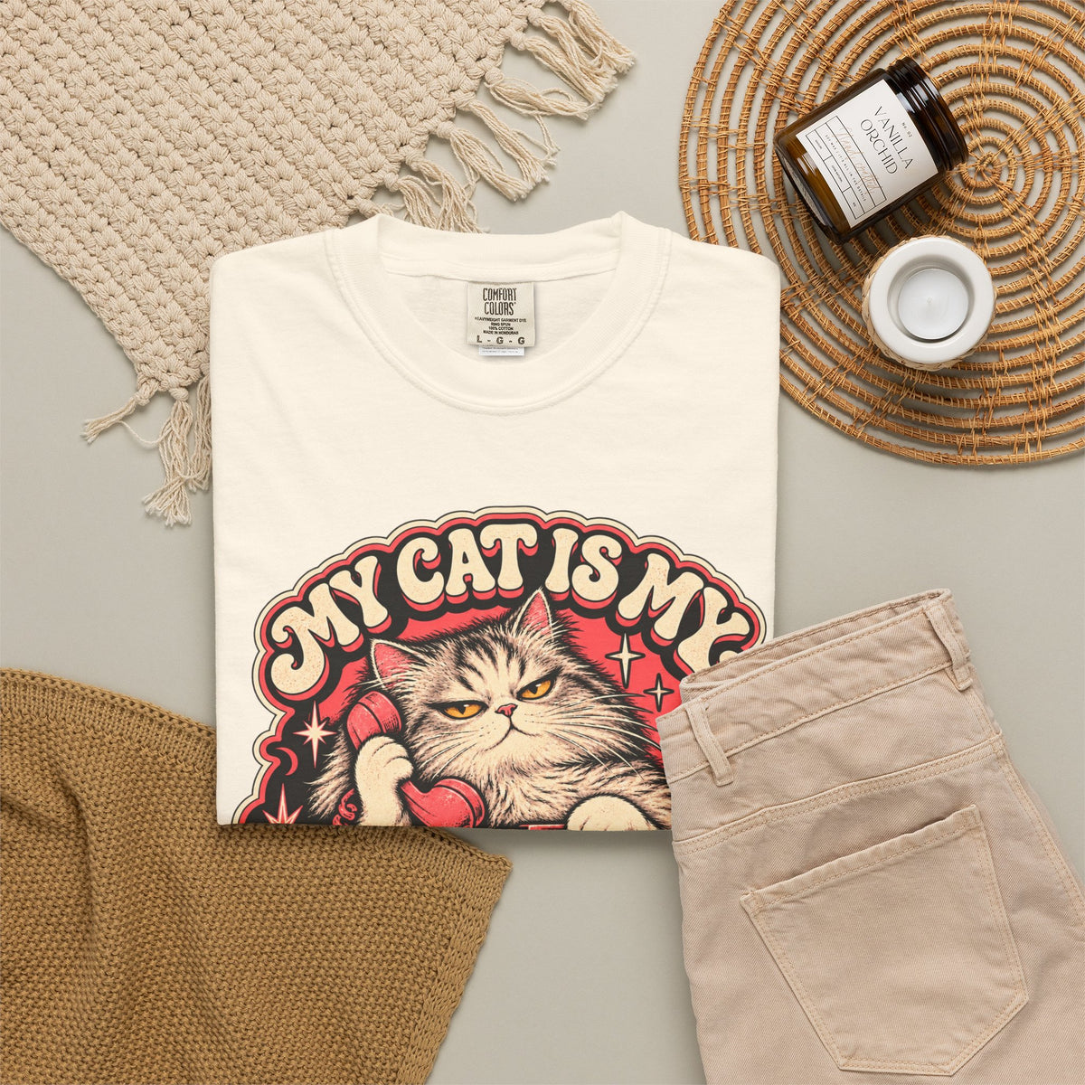 My Cat Is My Emergency Contact — Garment-Dyed Tee