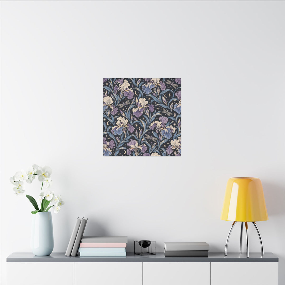 Iris Nocturne Pattern — Matte Stretched Canvas