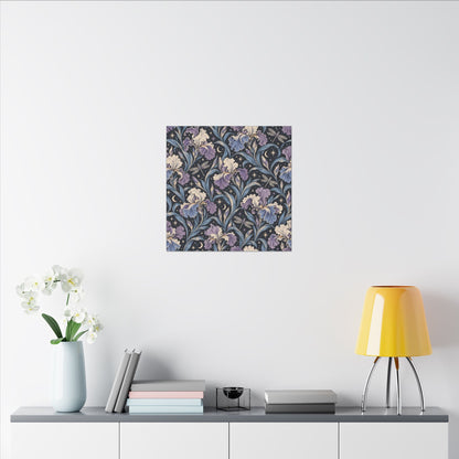 Iris Nocturne Pattern — Matte Stretched Canvas