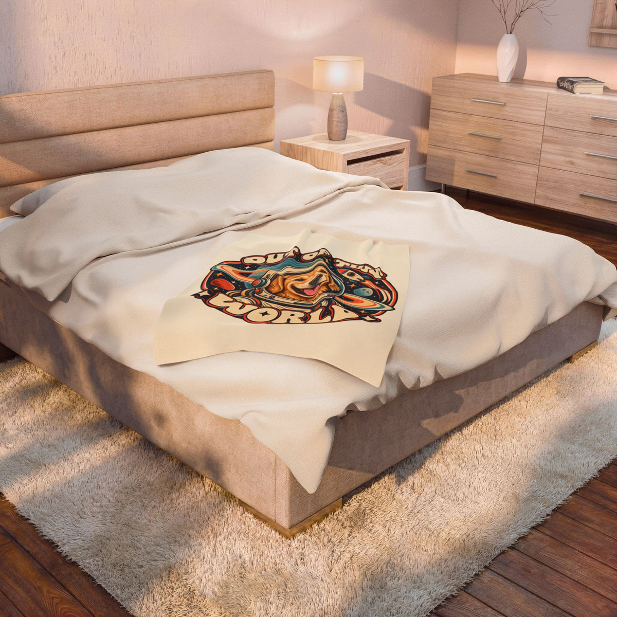 Space Cadet — Custom Pet Portrait Plush Blanket