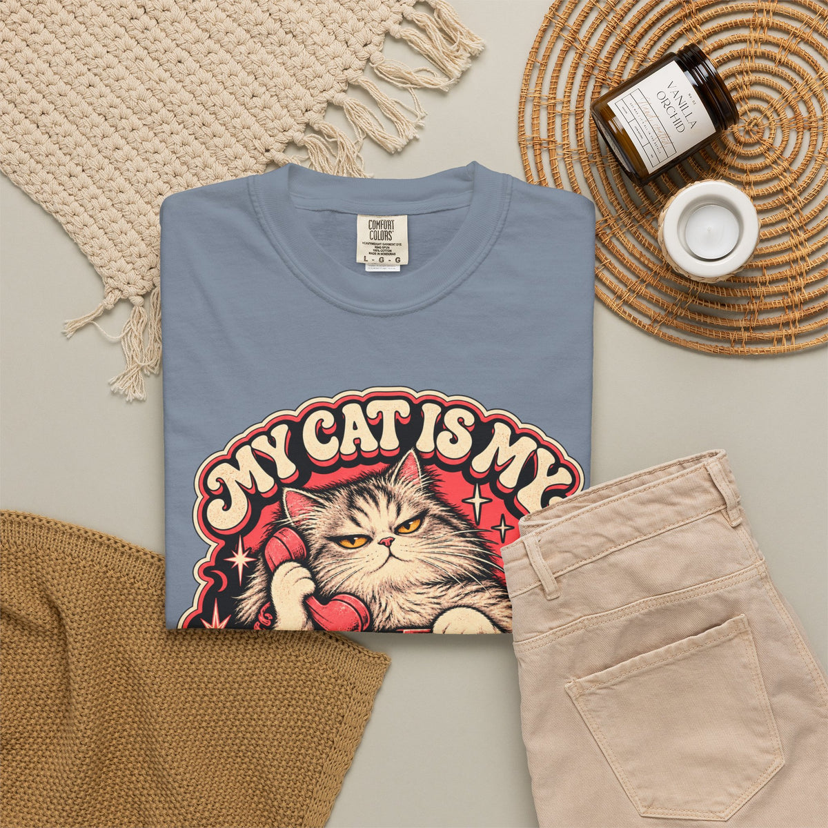 My Cat Is My Emergency Contact — Garment-Dyed Tee