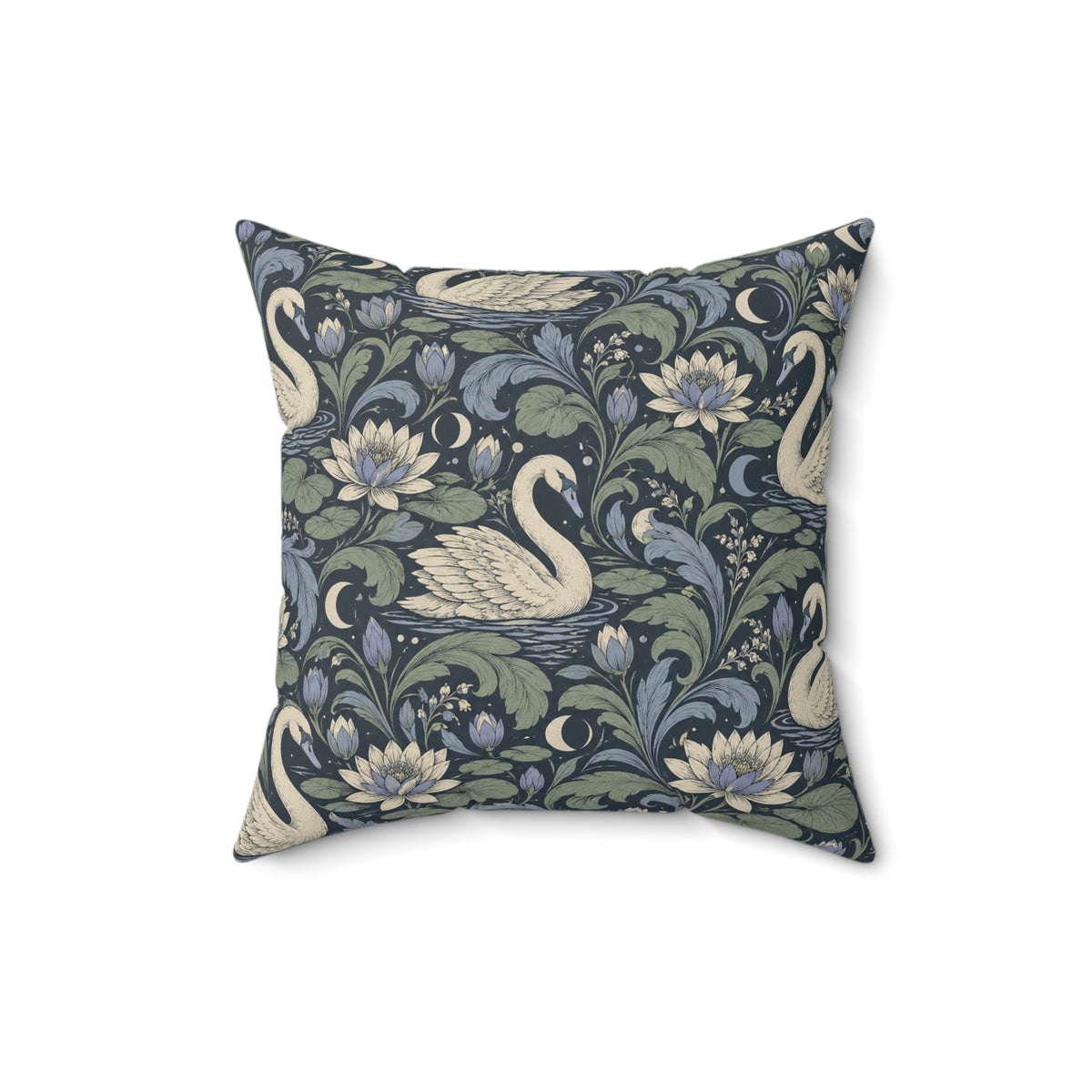 Moonlit Swan Pattern — Accent Pillow