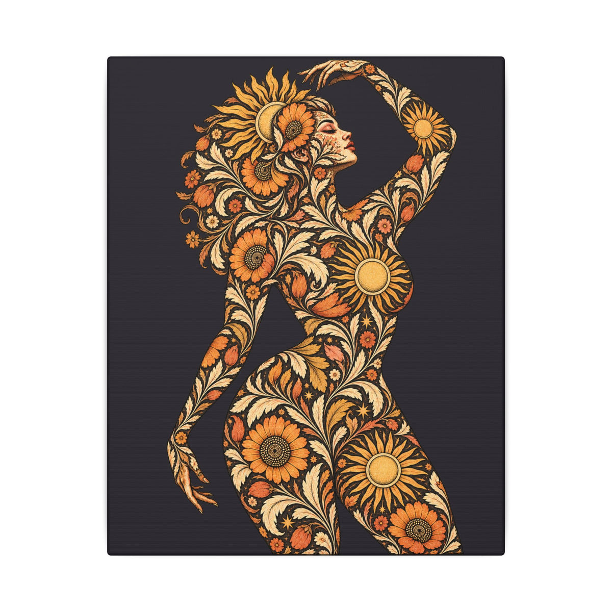Solar Scroll Reverie — Matte Stretched Canvas