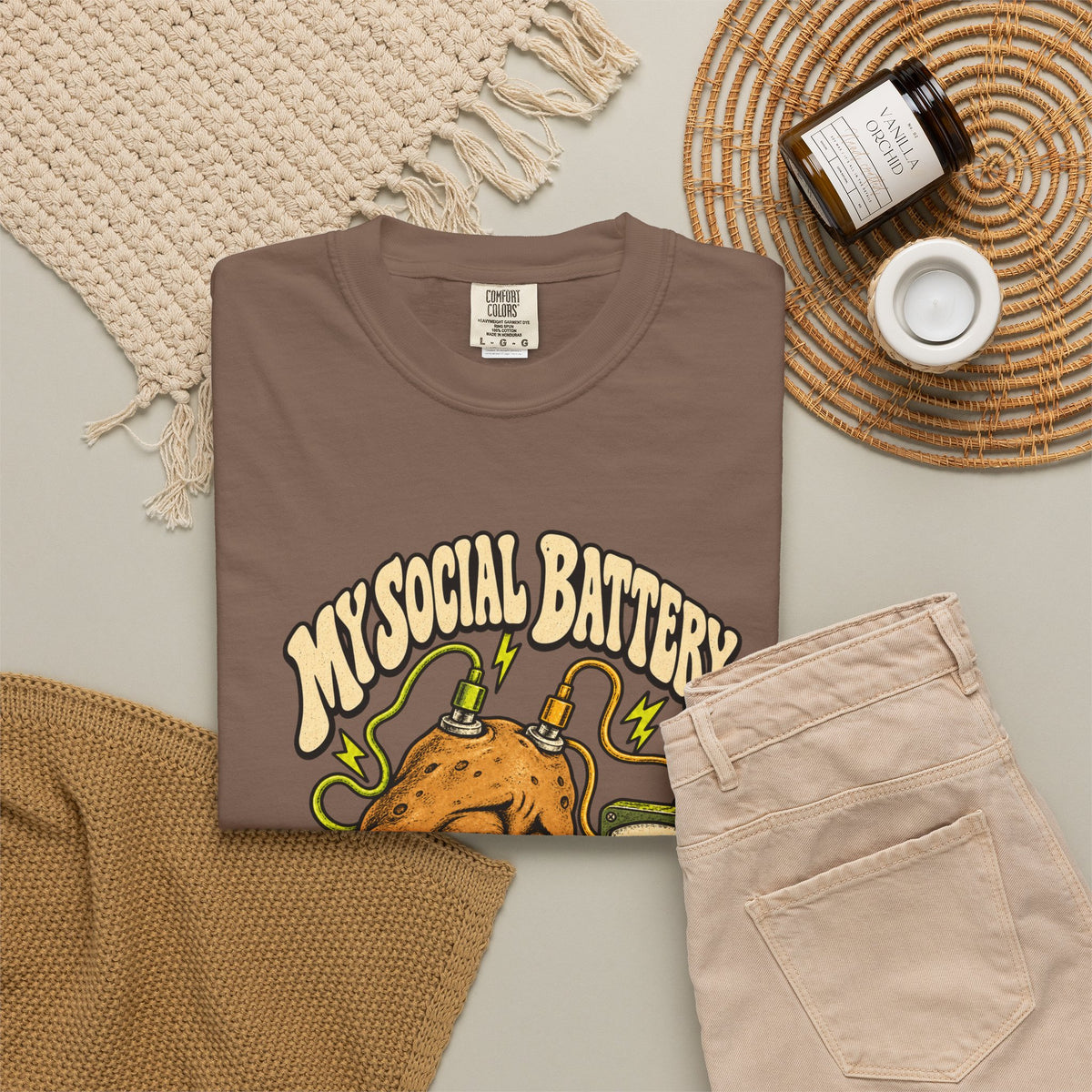 My Social Battery Is a Potato — Garment-Dyed Tee