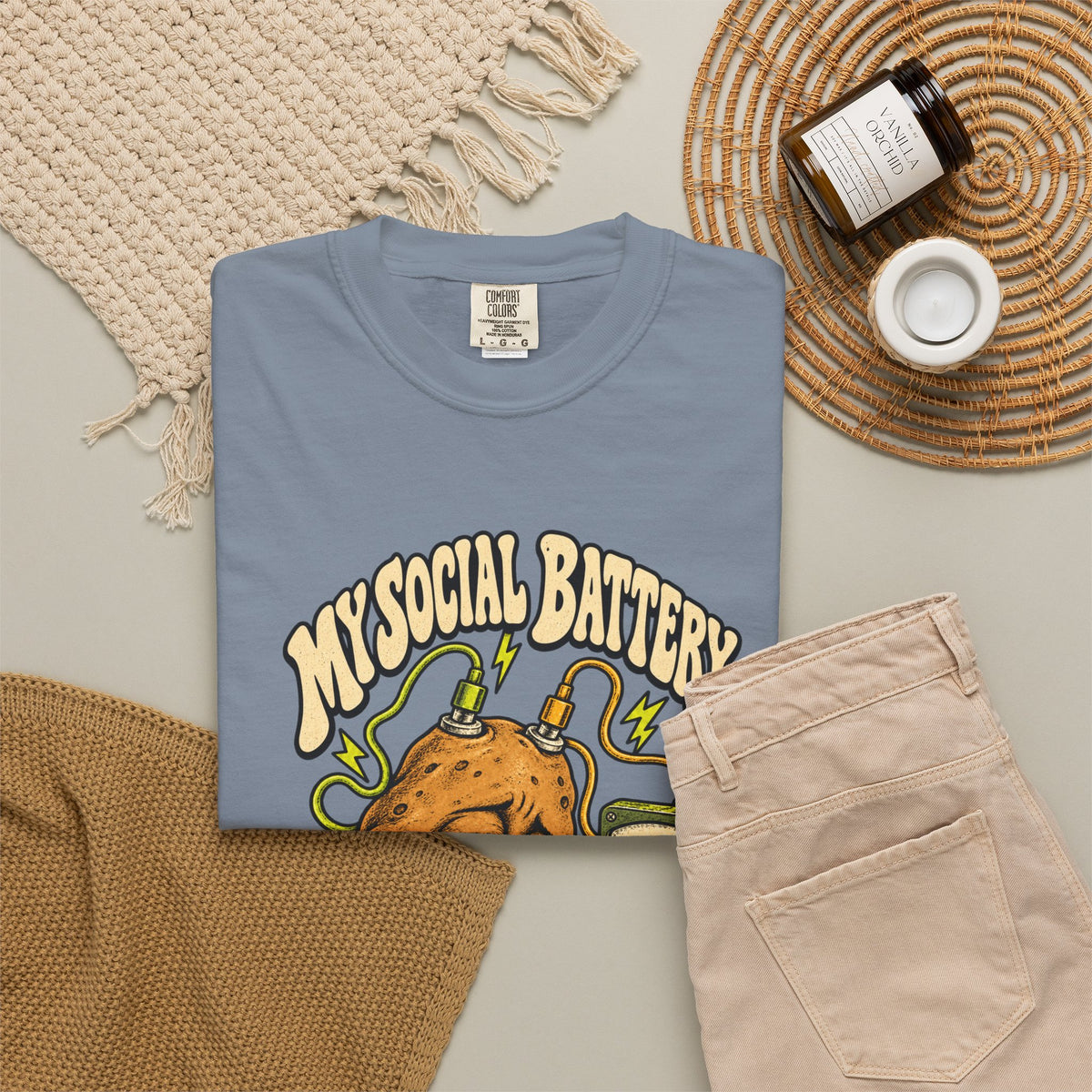 My Social Battery Is a Potato — Garment-Dyed Tee